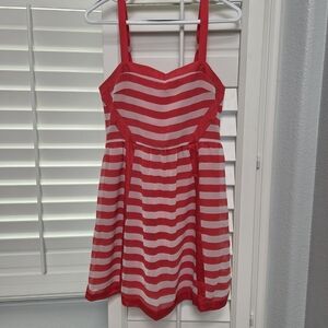 Esley Vibrant Red Striped Mini Dress Womens‎ S Happy Fun Spring